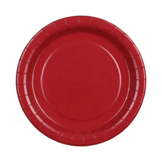 6 assiettes en carton - Rouge foncé - 23 cm