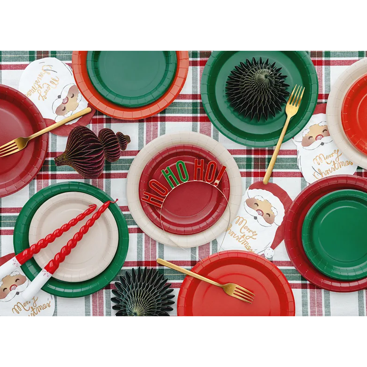 6 papieren borden - donkerrood - 23 cm