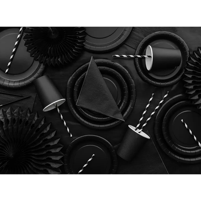 6 assiettes en carton - Noir - 23cm