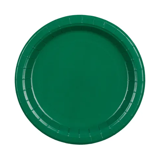 6 assiettes en carton - Vert foncé - 23cm