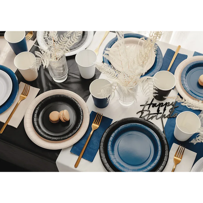 6 assiettes en carton - Bleu foncé - 23cm