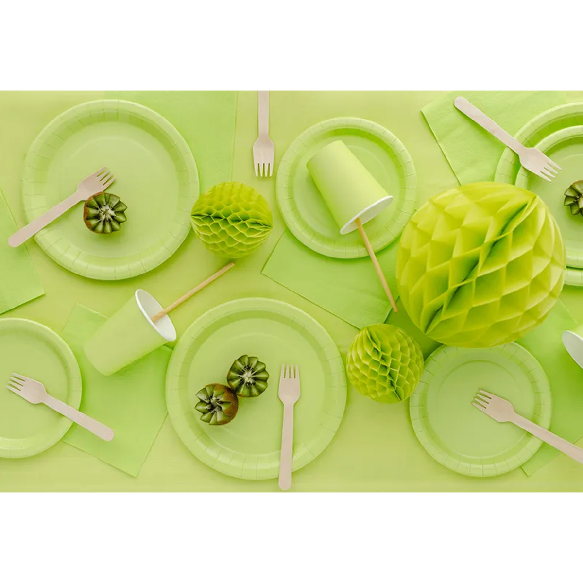 6 assiettes en carton - Vert clair - 23 cm