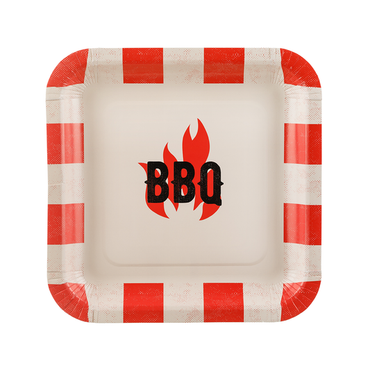6 assiettes en carton - BBQ - 26x26 cm