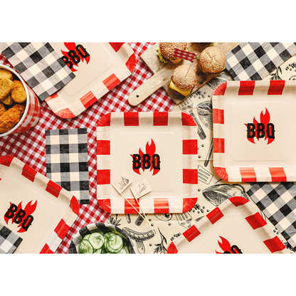 6 assiettes en carton - BBQ - 26x26 cm