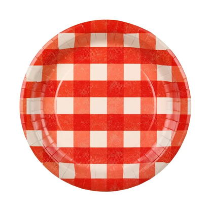 6 assiettes en carton - Carreaux - 27cm