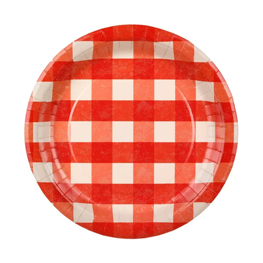6 assiettes en carton - Carreaux - 27cm