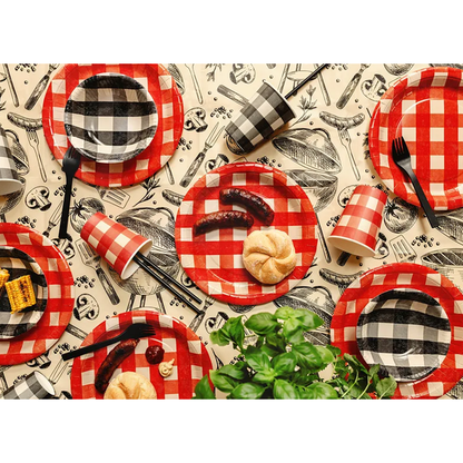 6 assiettes en carton - Carreaux - 27cm