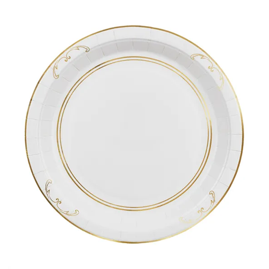 6 assiettes en carton - Ornement blanc - 23cm