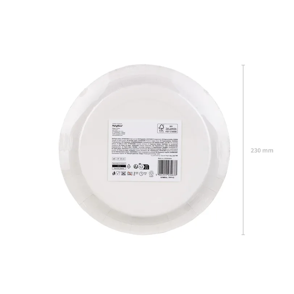 6 kartonnen bordjes - Ornament Wit - 23cm