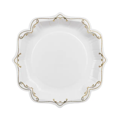 6 Papieren borden - Decoratief ornament wit - 26 cm