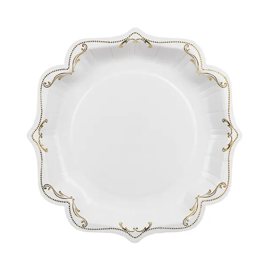 6 assiettes en carton - Ornement décoratif blanc - 26cm