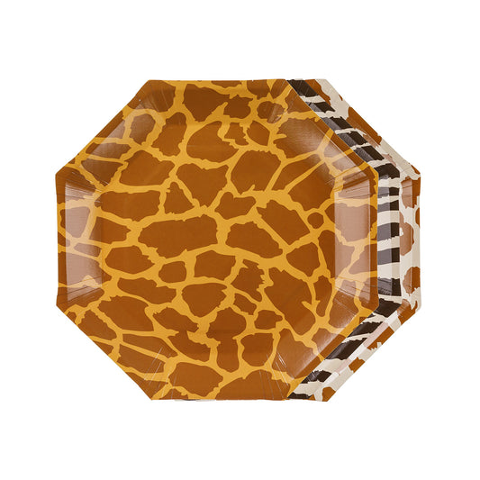 6 assiettes en carton - Safari avec motif animalier