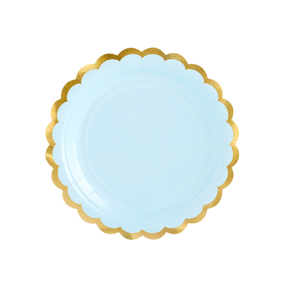 6 papieren borden Trend - Ø 18 cm - Pastel lichtblauw