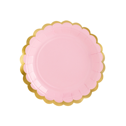 6 assiettes en carton Tendance - Ø 18cm - Rose pastel