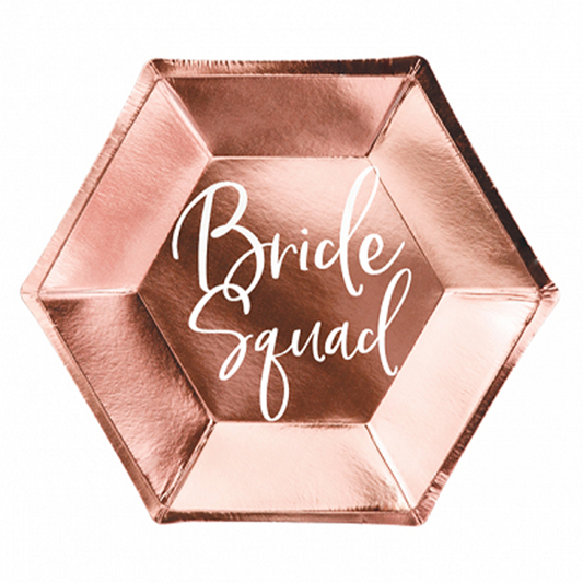6 kartonnen borden Trend - Ø 23 cm - Bride Squad