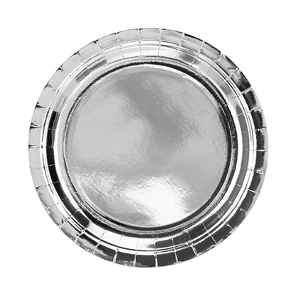 6 assiettes en carton Tendance - Ø 23cm - Argent