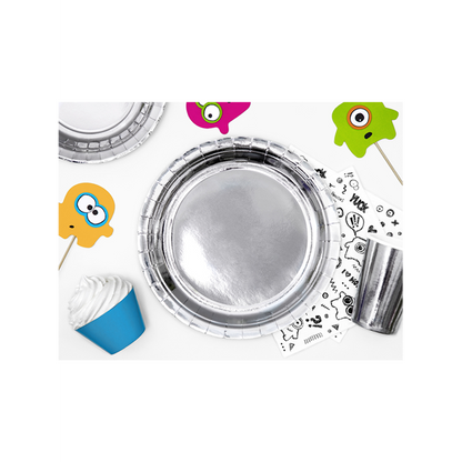 6 assiettes en carton Tendance - Ø 23cm - Argent