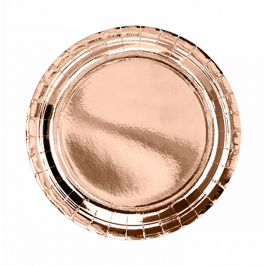 6 Assiettes en Carton Tendance - Ø 23cm - Rose Doré