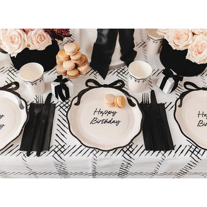 6 assiettes en carton - Ø 24cm - Happy Birthday Nœud