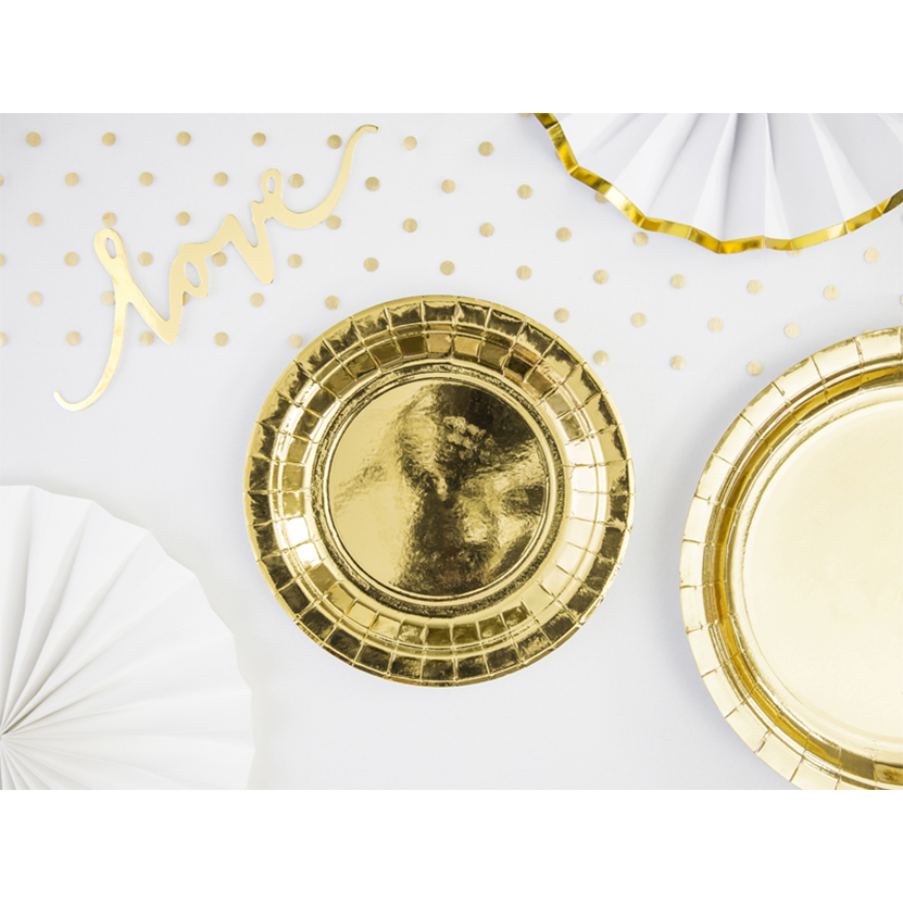 6 papieren borden Trend - Ø 18cm - Goud
