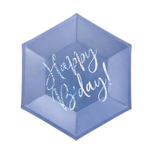 6 kartonnen borden Trend - Ø 20cm - Happy B'day