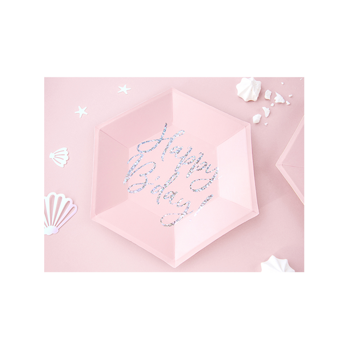 6 assiettes en carton Trend - Ø 20 cm - Happy Birthday Shine