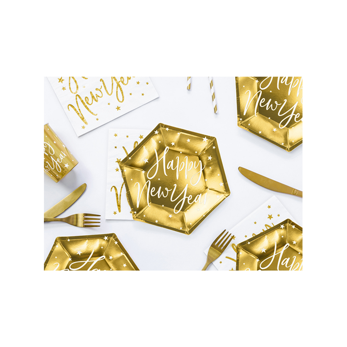 6 assiettes en carton Tendance - Ø 20cm - Happy New Year