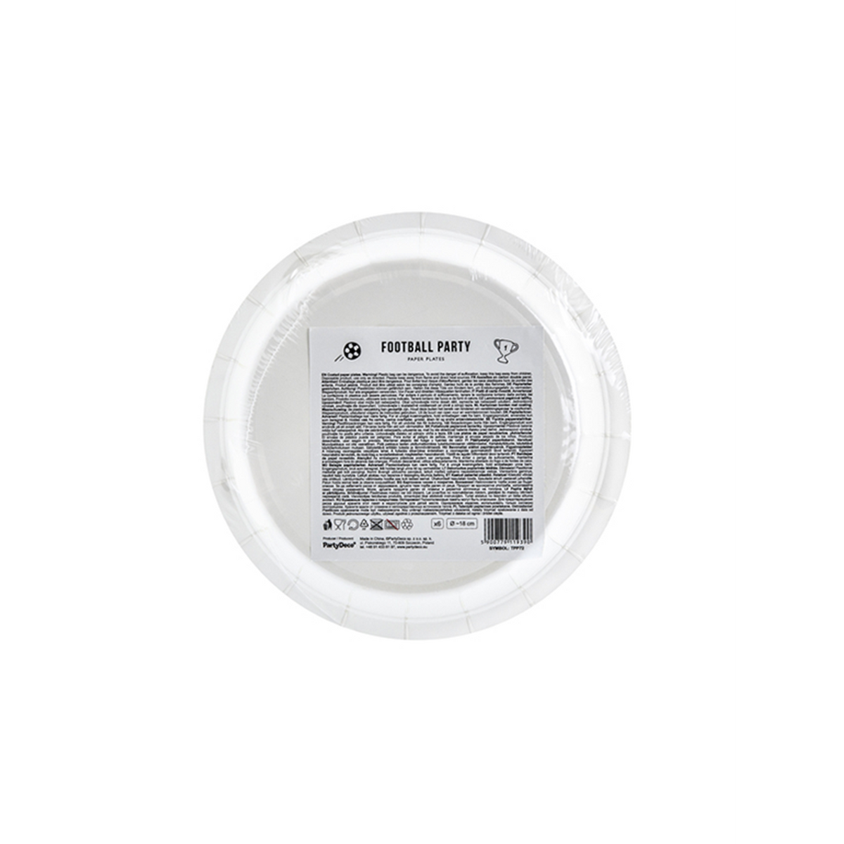 6 kartonnen bordjes Trend - Ø 18cm - Voetbal