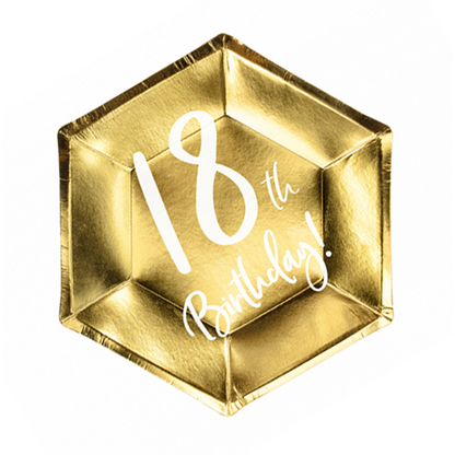 6 Assiettes en Carton Tendance - Ø 20cm - 18ème Anniversaire