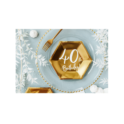6 assiettes en carton Tendance - Ø 20cm - 40e anniversaire