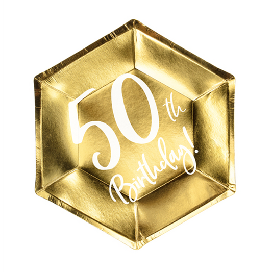 6 Assiettes en carton Tendance - Ø 20cm - 50e Anniversaire