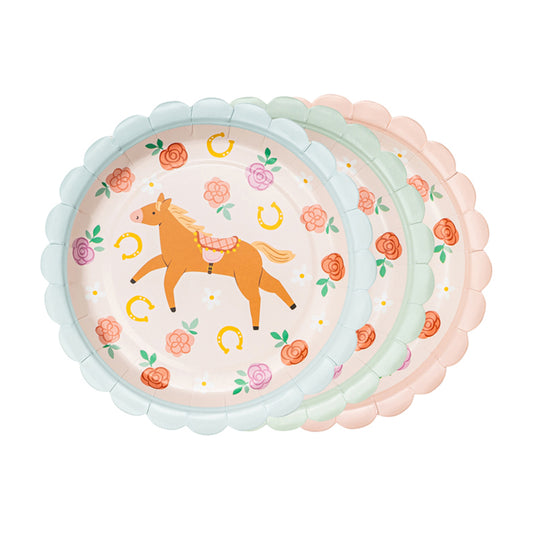 6 papieren borden - Ø 18 cm - Paarden