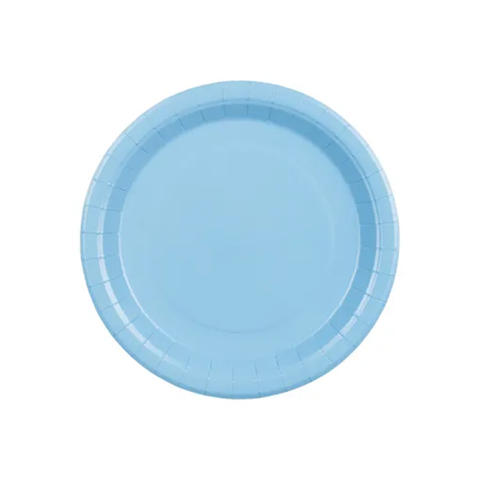 6 assiettes en carton - Bleu clair - 18cm