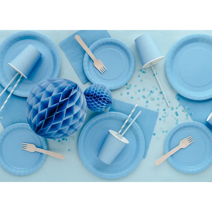 6 assiettes en carton - Bleu clair - 18cm