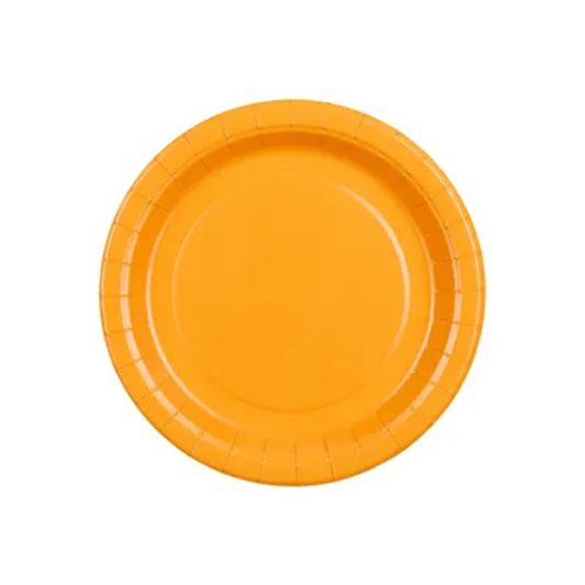 6 assiettes en carton - Orange clair - 18 cm