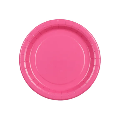 6 assiettes en carton - Rose foncé - 18cm