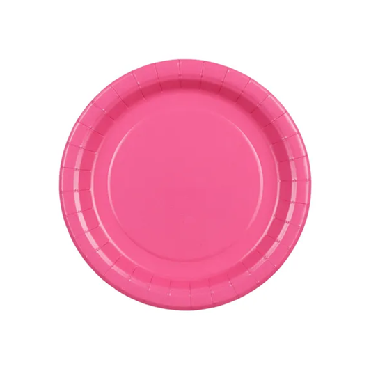6 assiettes en carton - Rose foncé - 18cm