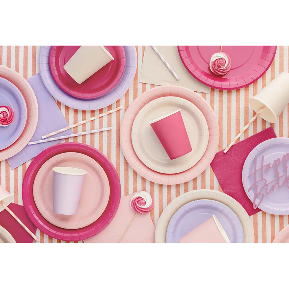 6 assiettes en carton - Rose foncé - 18cm