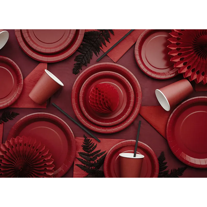 6 assiettes en carton - Rouge foncé - 18 cm