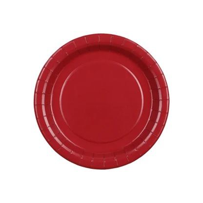 6 assiettes en carton - Rouge foncé - 18 cm