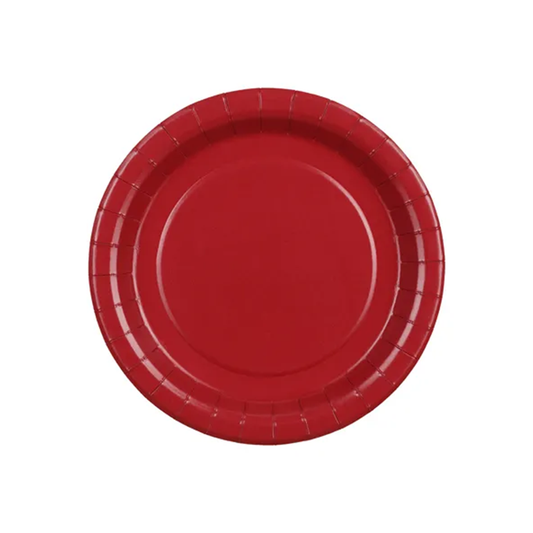 6 assiettes en carton - Rouge foncé - 18 cm