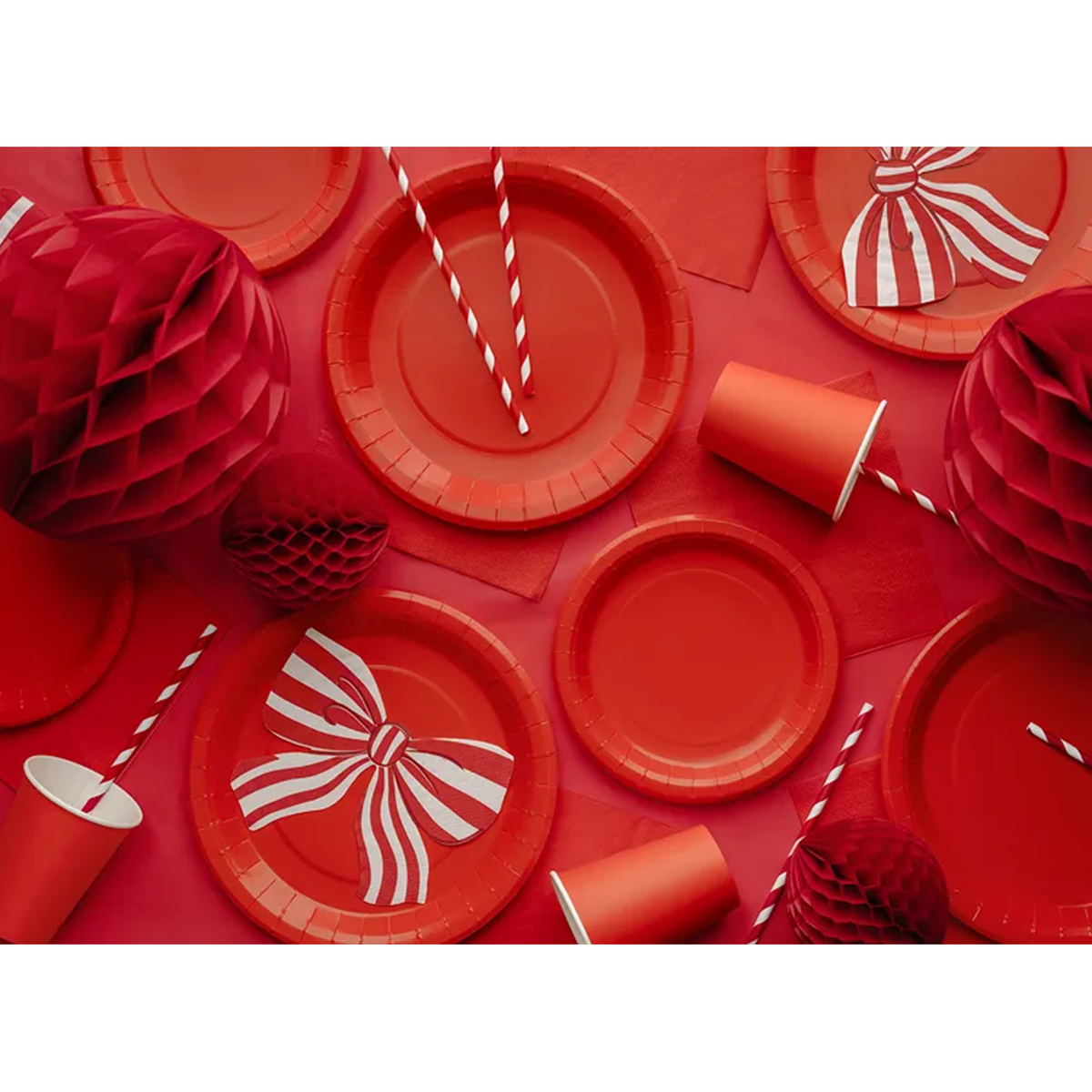 6 assiettes en carton - Rouges - 18cm