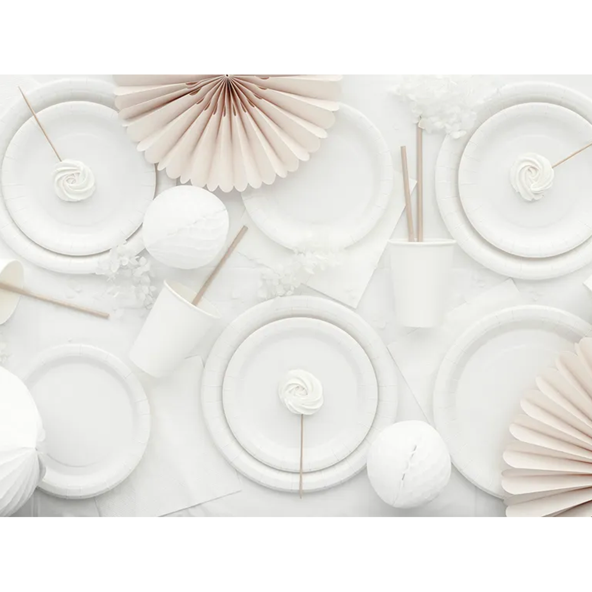 6 assiettes en carton - Blanches - 18cm