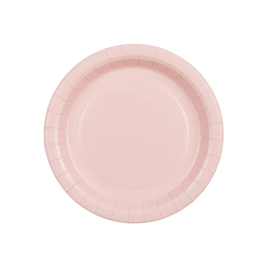 6 papieren borden - Lichtroze - 18 cm