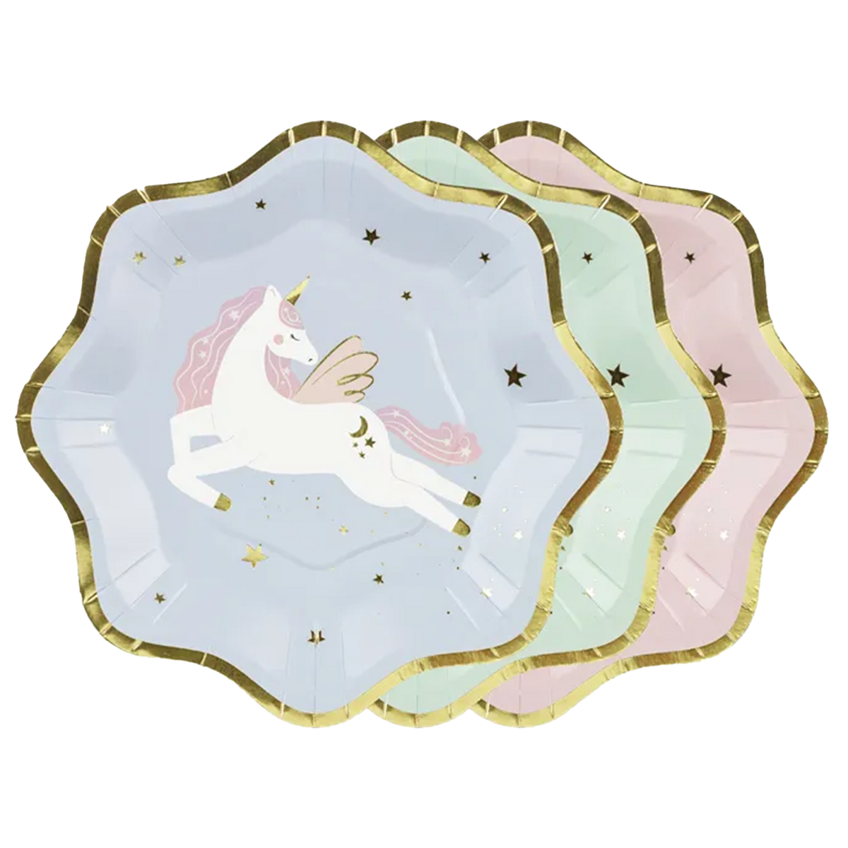 6 assiettes en carton Tendance - Ø 18 cm - Licorne