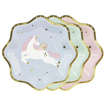 6 assiettes en carton Tendance - Ø 18 cm - Licorne
