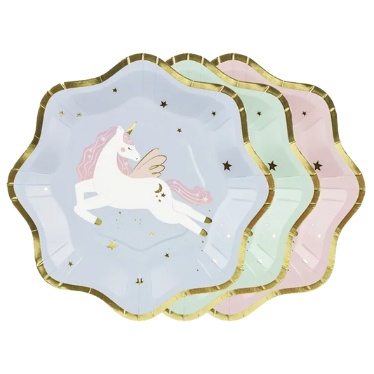 6 assiettes en carton Tendance - Ø 18 cm - Licorne