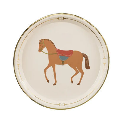 6 kartonnen bordjes - Ø 18 cm - Horseparty
