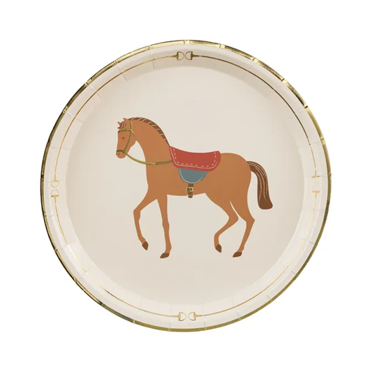 6 kartonnen bordjes - Ø 18 cm - Horseparty