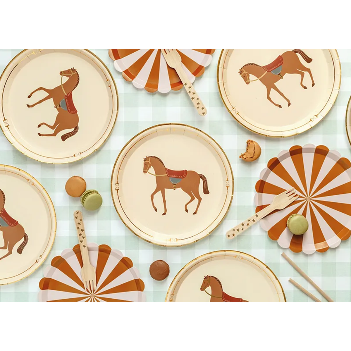 6 kartonnen bordjes - Ø 18 cm - Horseparty